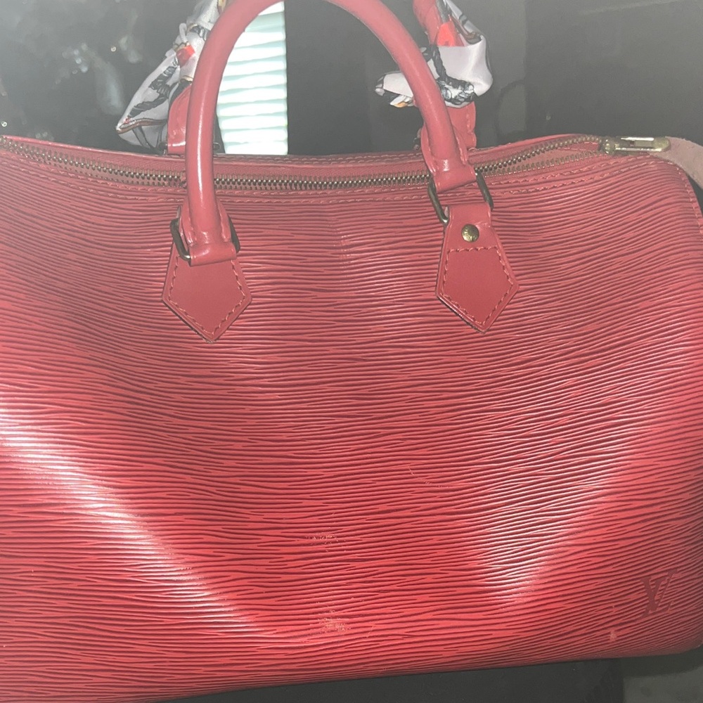 Authentic Louis Vuitton Red Epi Leather Speedy 30 Bag